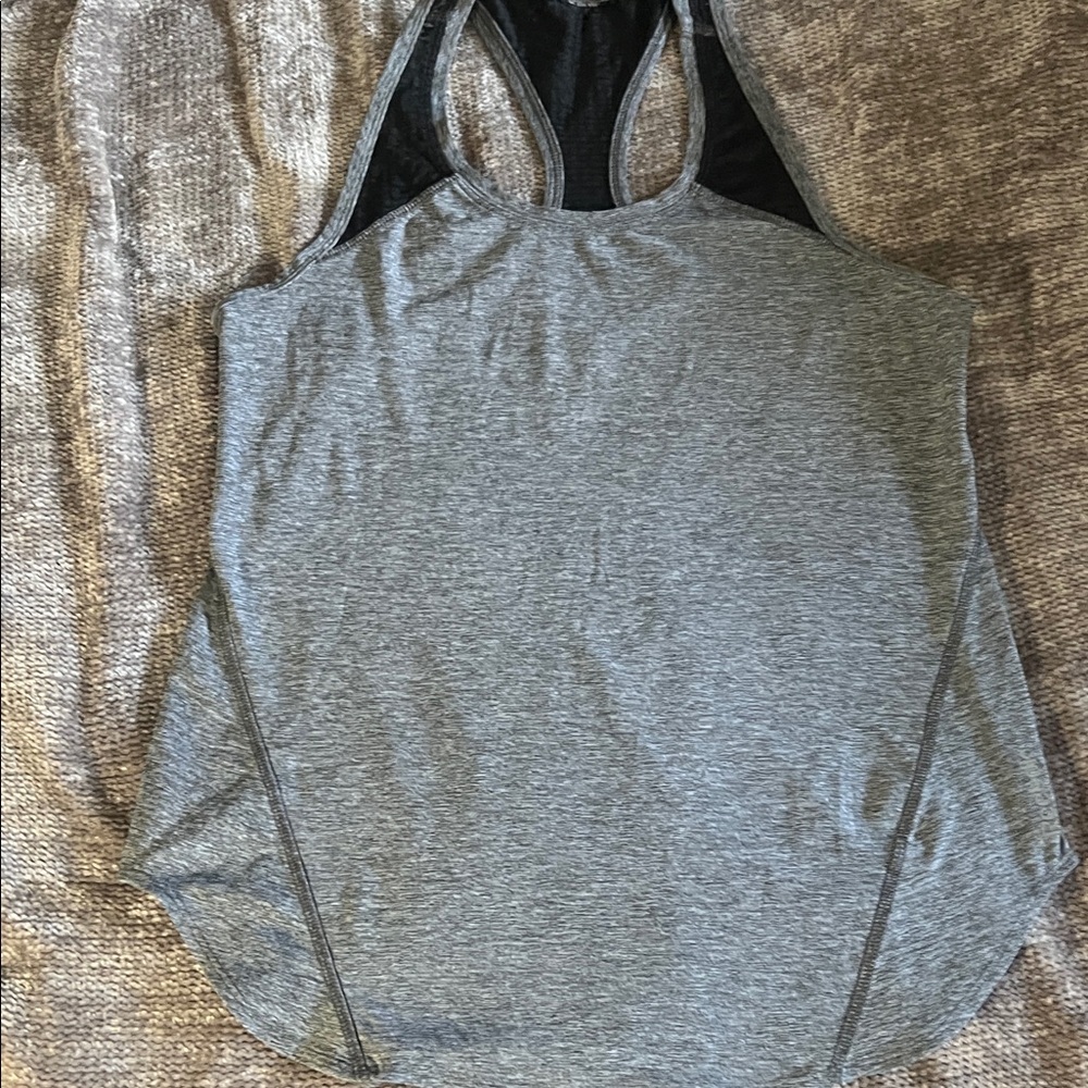 Reebok Gray Black Racerback Mesh Detail Tank Top M